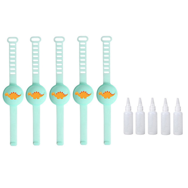 1-5PC Adult Kid Liquid Wristband Hand Dispenser Handwash Gel With Whole Sanitizing Dinosaur Print Sanitizer Bracelet
