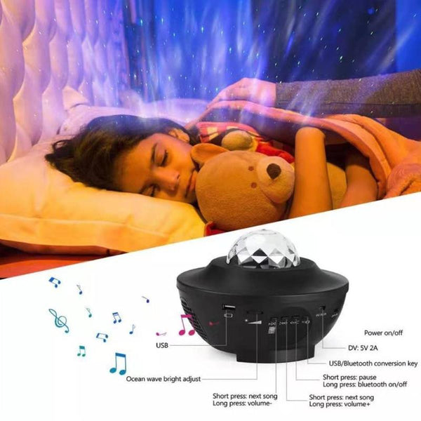 Colorful Starry Sky Projector Bluetooth USB Voice Control Music Player LED Night Light USB Charging Projection Lamp Kids Gift