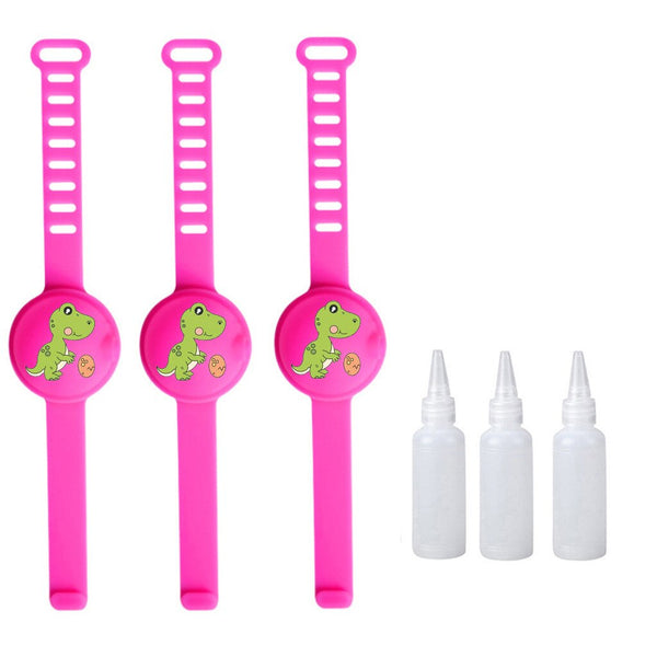 1-5PC Adult Kid Liquid Wristband Hand Dispenser Handwash Gel With Whole Sanitizing Dinosaur Print Sanitizer Bracelet