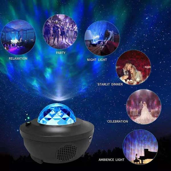 Colorful Starry Sky Projector Bluetooth USB Voice Control Music Player LED Night Light USB Charging Projection Lamp Kids Gift