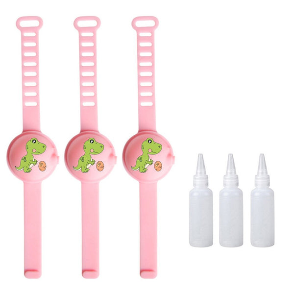 1-5PC Adult Kid Liquid Wristband Hand Dispenser Handwash Gel With Whole Sanitizing Dinosaur Print Sanitizer Bracelet