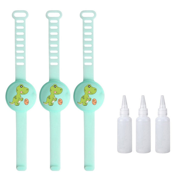 1-5PC Adult Kid Liquid Wristband Hand Dispenser Handwash Gel With Whole Sanitizing Dinosaur Print Sanitizer Bracelet