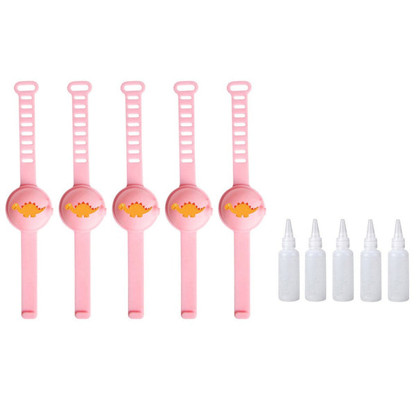 1-5PC Adult Kid Liquid Wristband Hand Dispenser Handwash Gel With Whole Sanitizing Dinosaur Print Sanitizer Bracelet